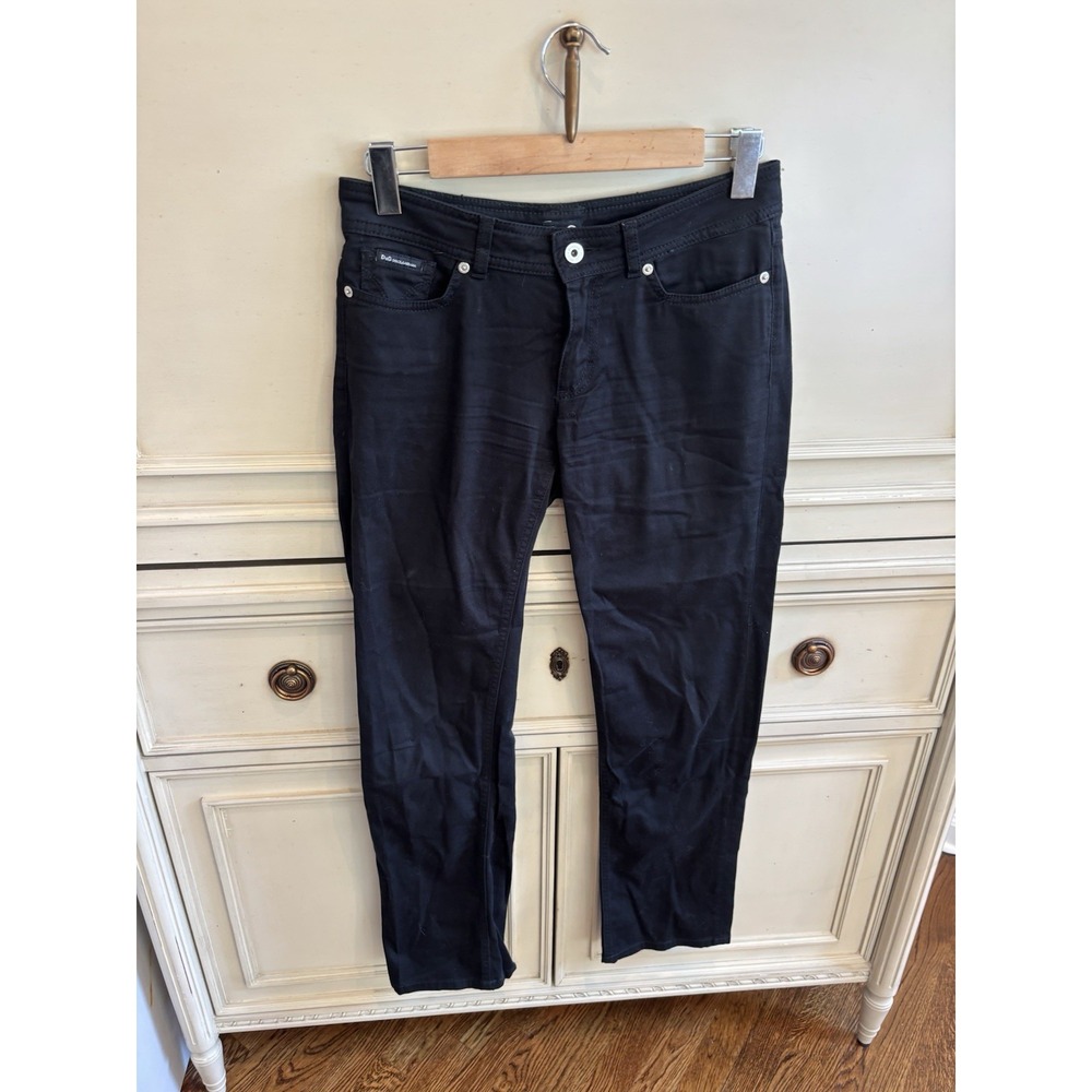Dolce & Gabbana Black Jeans Silver Logo Plaque 26 High‎ Rise Cotton Hologram Tag